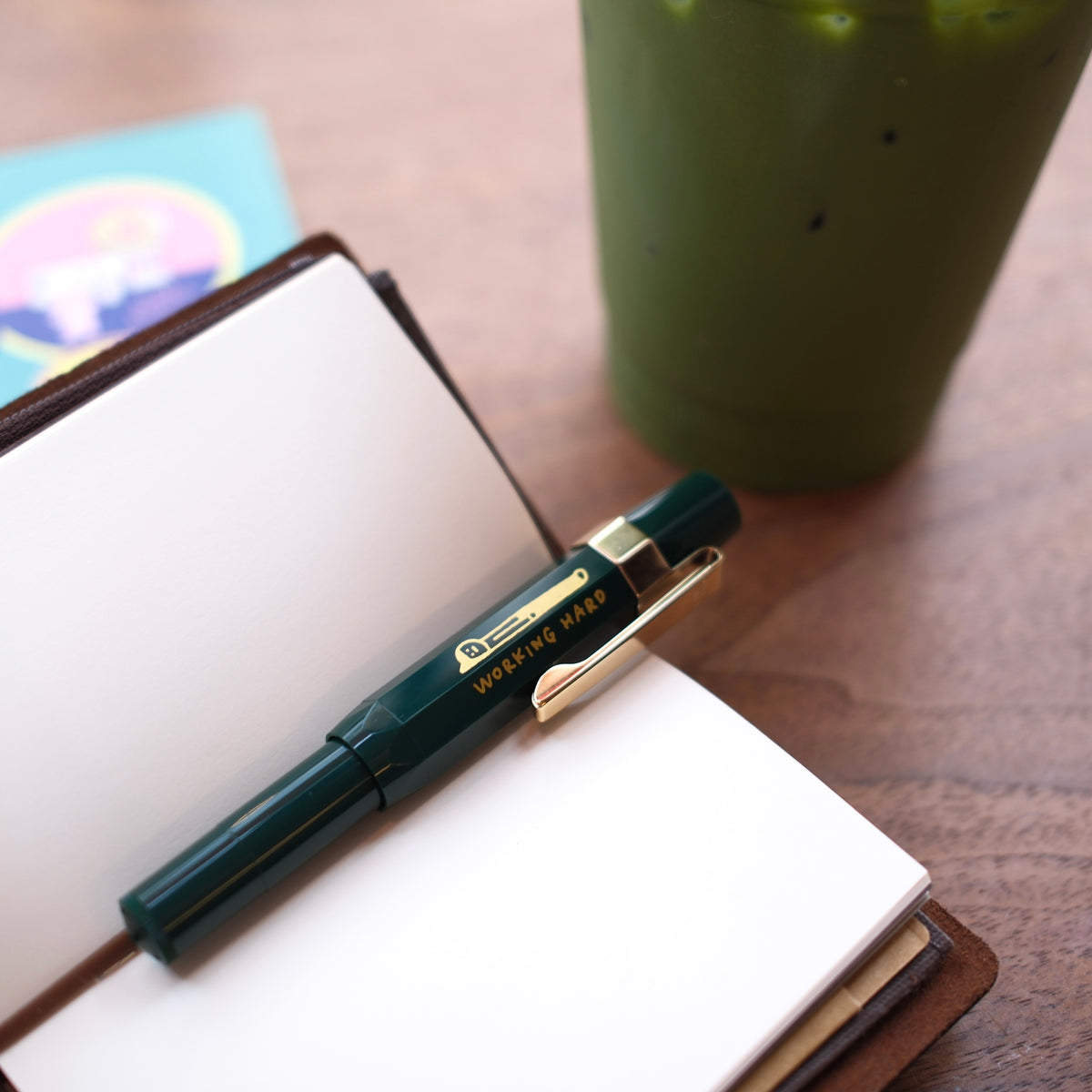 Littlelu x Kaweco Working Hard Fountain Pen - Green, with Gold Clip