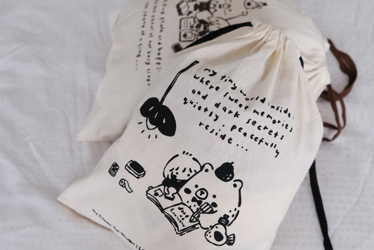 Eileen Tai Drawstring Pouch - My Tiny World Inside (Black)