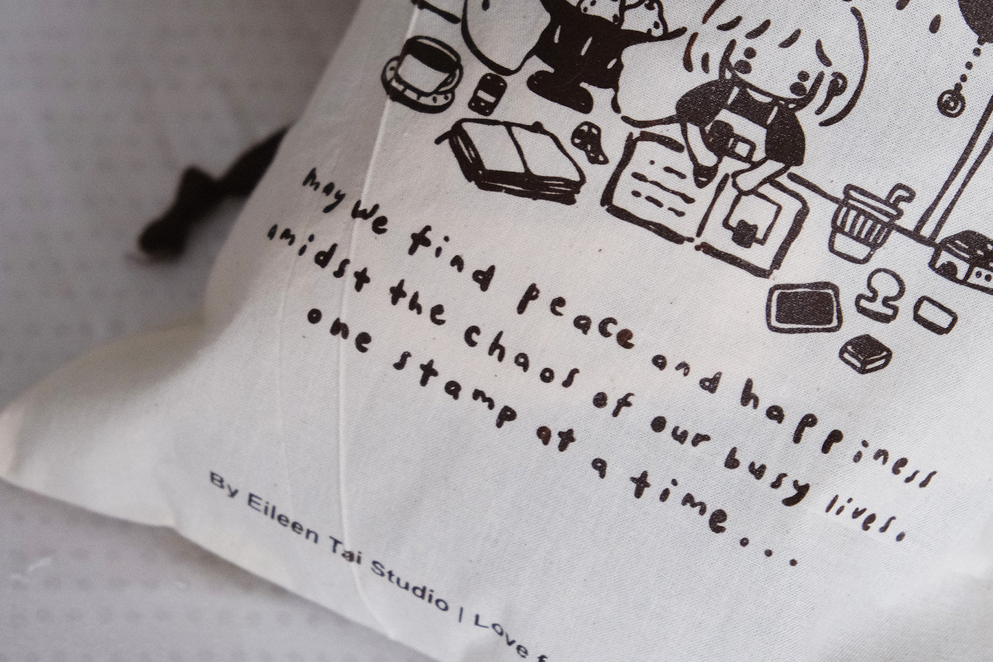 Eileen Tai Drawstring Pouch - One Stamp at a Time (Brown)