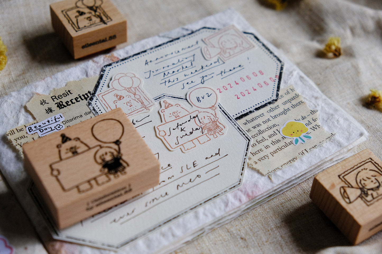 Eileen Tai Rubber Stamp - Bear and Girl Celebration Collection, 3 designs