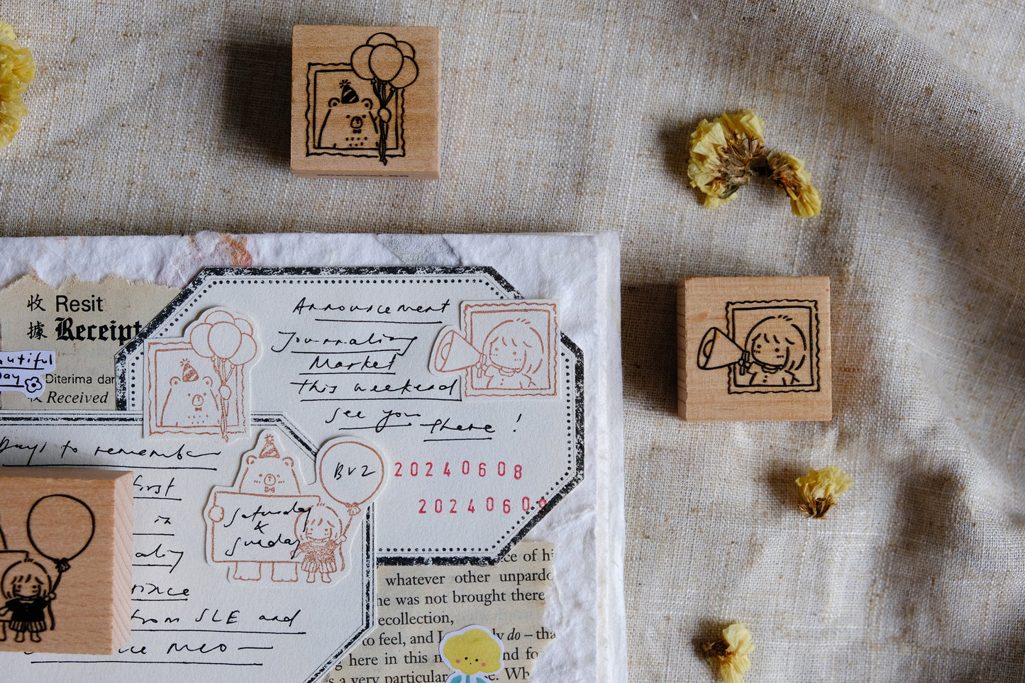 Eileen Tai Rubber Stamp - Bear and Girl Celebration Collection, 3 designs