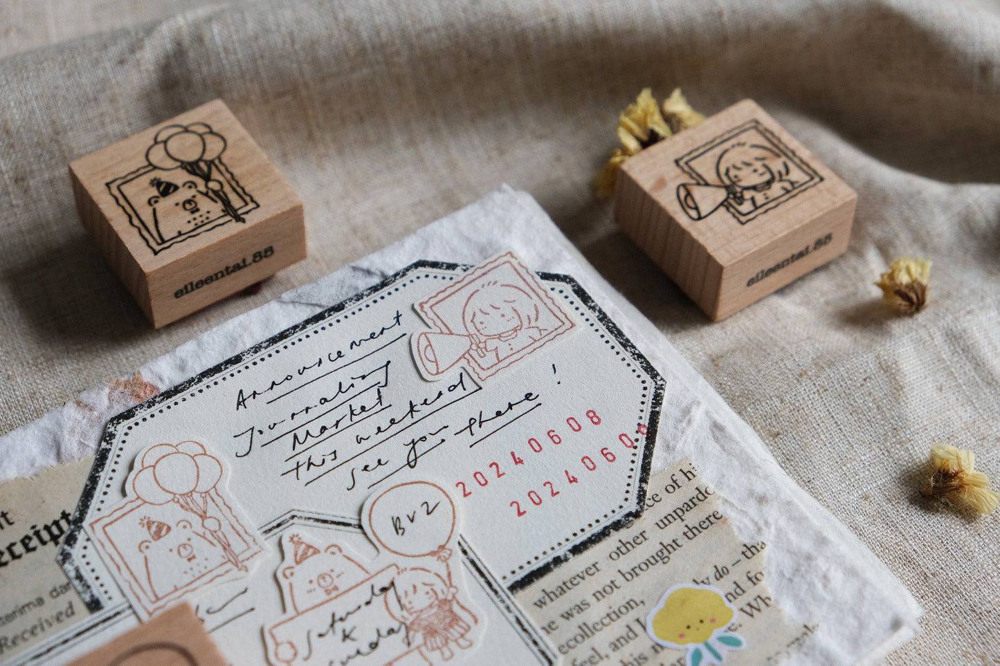 Eileen Tai Rubber Stamp - Bear and Girl Celebration Collection, 3 designs