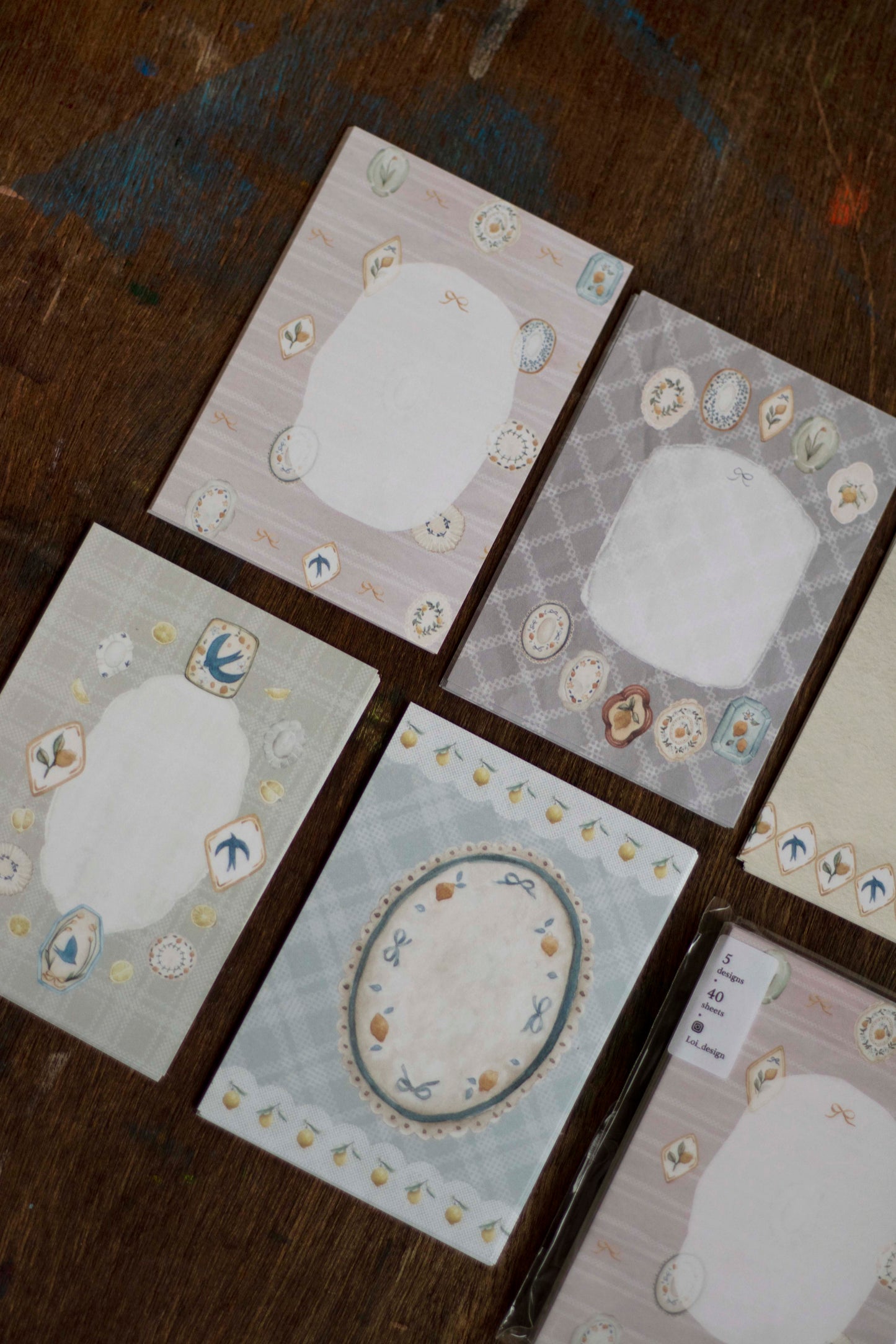 Loidesign Mini 5 Size Memo Paper - Lemon and Bird Tray