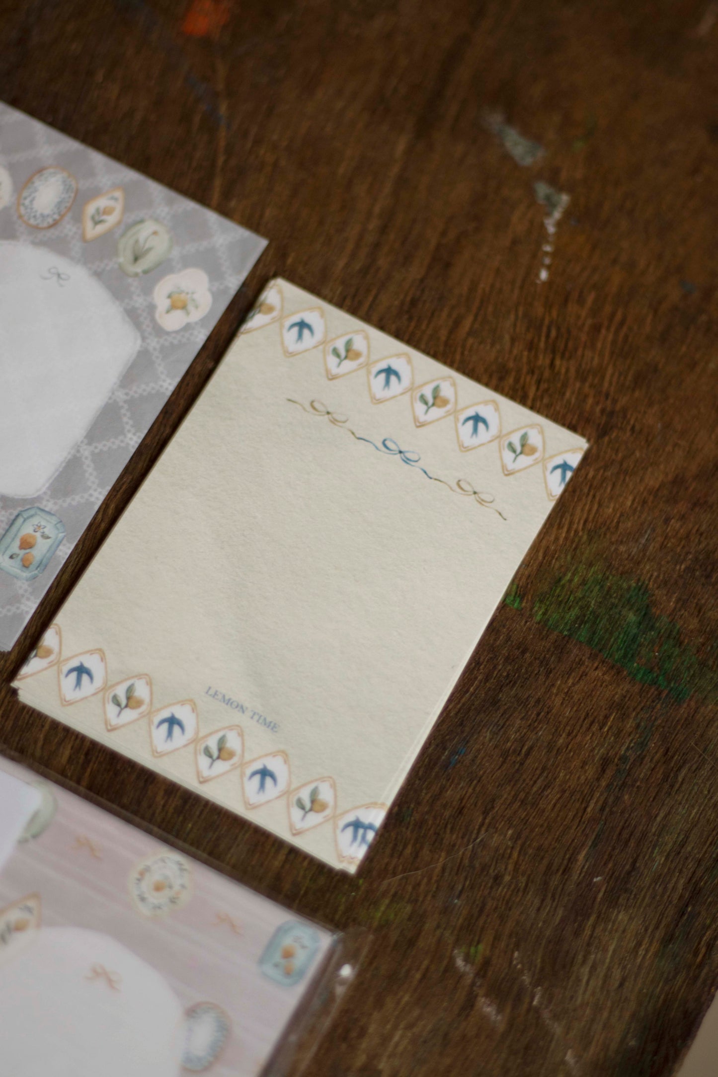 Loidesign Mini 5 Size Memo Paper - Lemon and Bird Tray