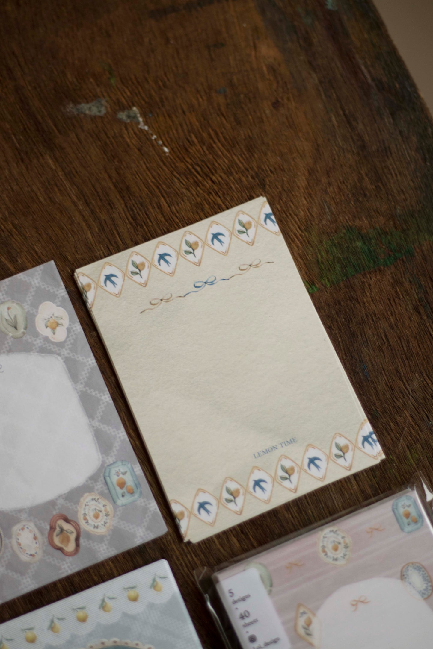 Loidesign Mini 5 Size Memo Paper - Lemon and Bird Tray