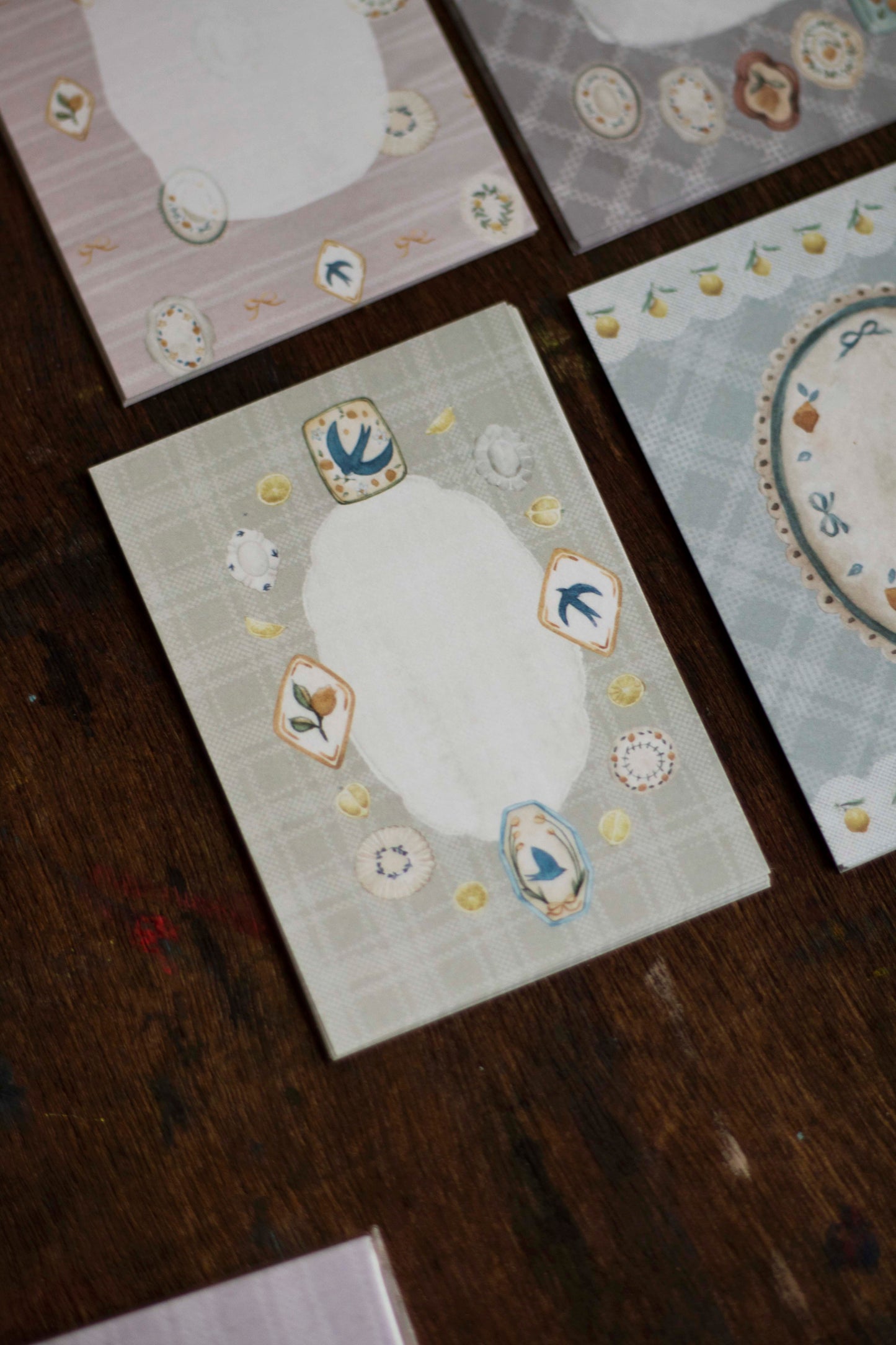 Loidesign Mini 5 Size Memo Paper - Lemon and Bird Tray