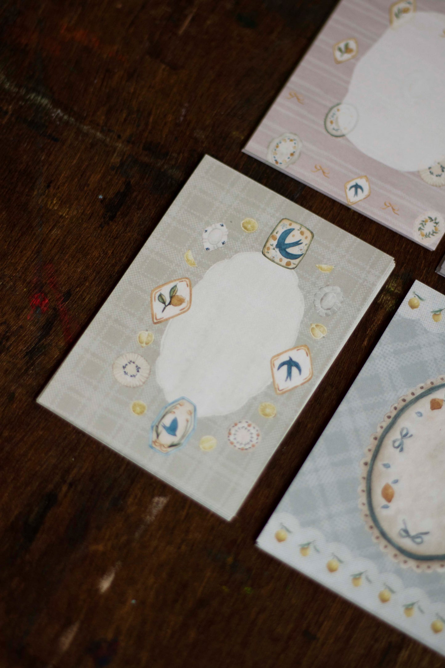 Loidesign Mini 5 Size Memo Paper - Lemon and Bird Tray