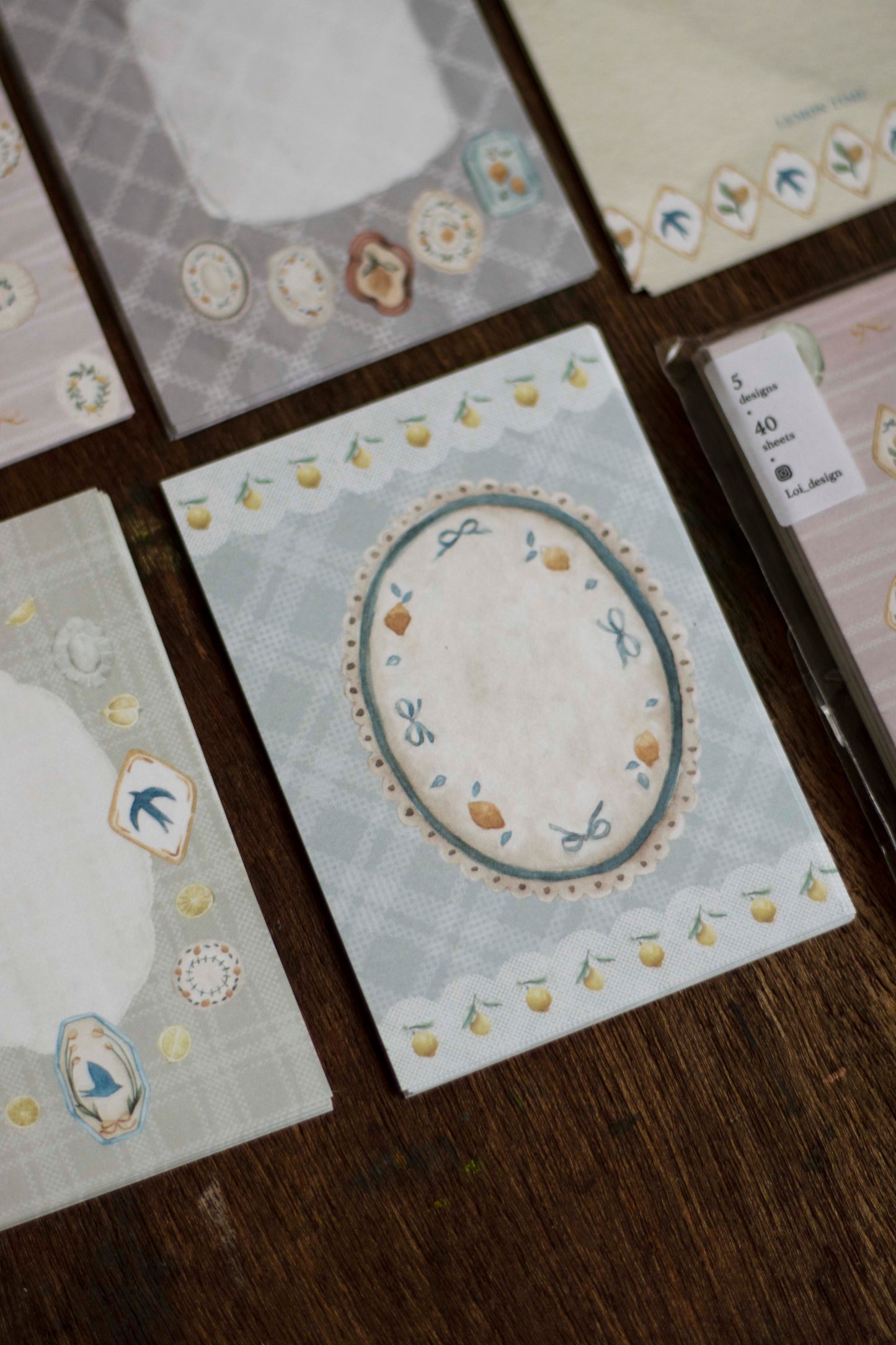 Loidesign Mini 5 Size Memo Paper - Lemon and Bird Tray