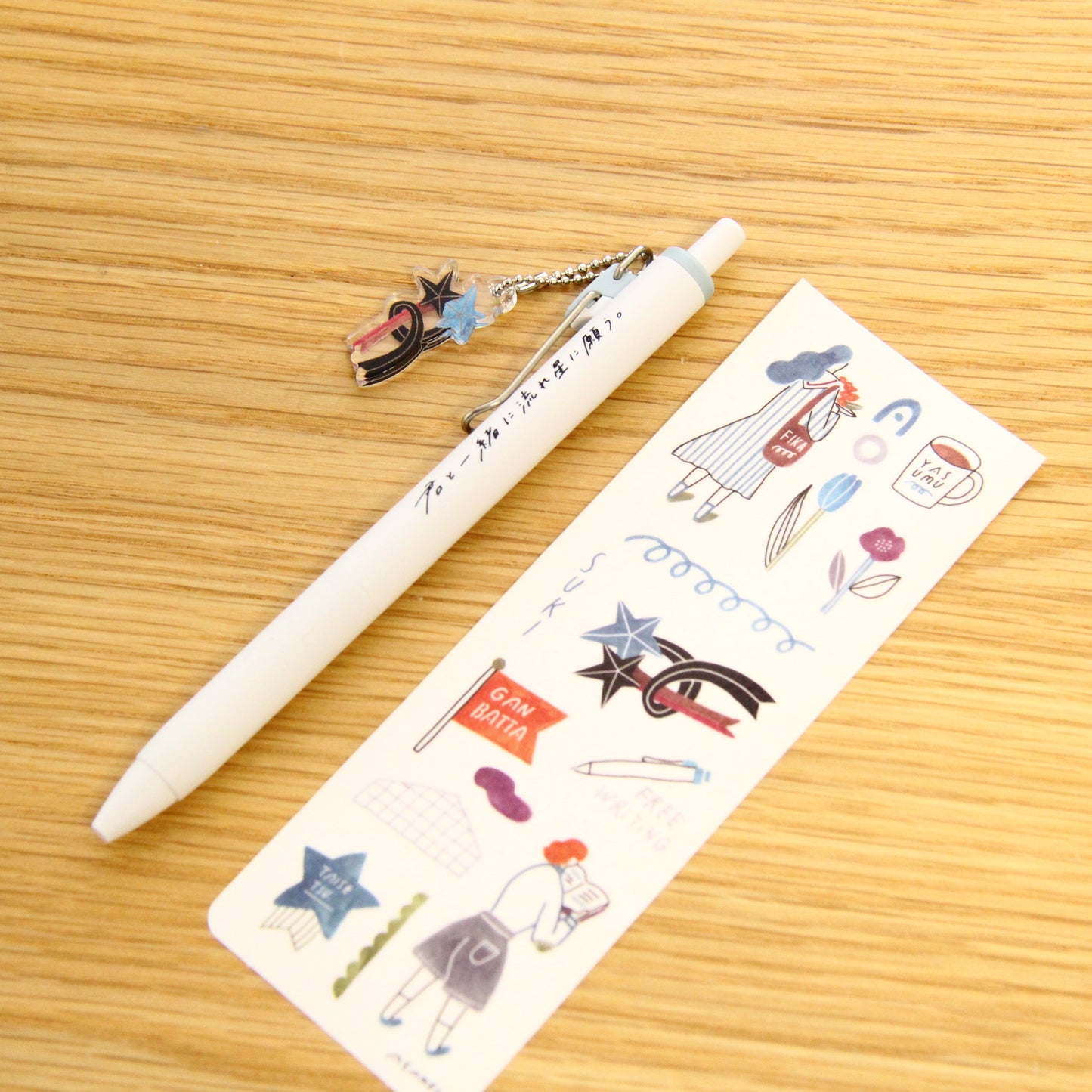 Uni-ball One Fika x Asanel Collaboration, Color Gel Pen and Sticker Set, 3 designs