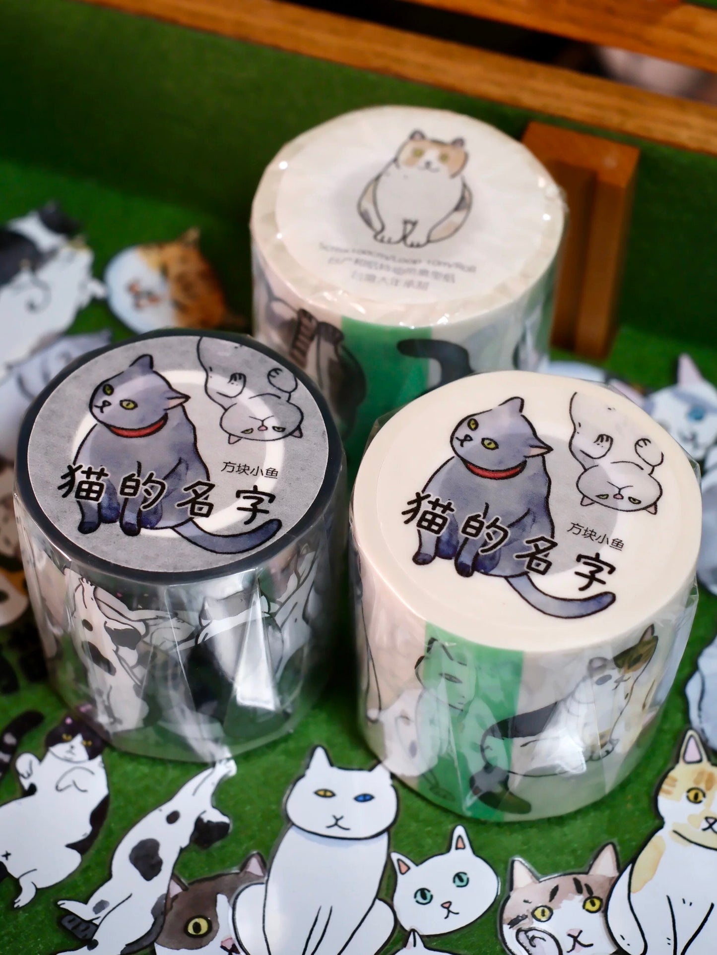 Cube Fish Cat's Name Washi/PET Tape