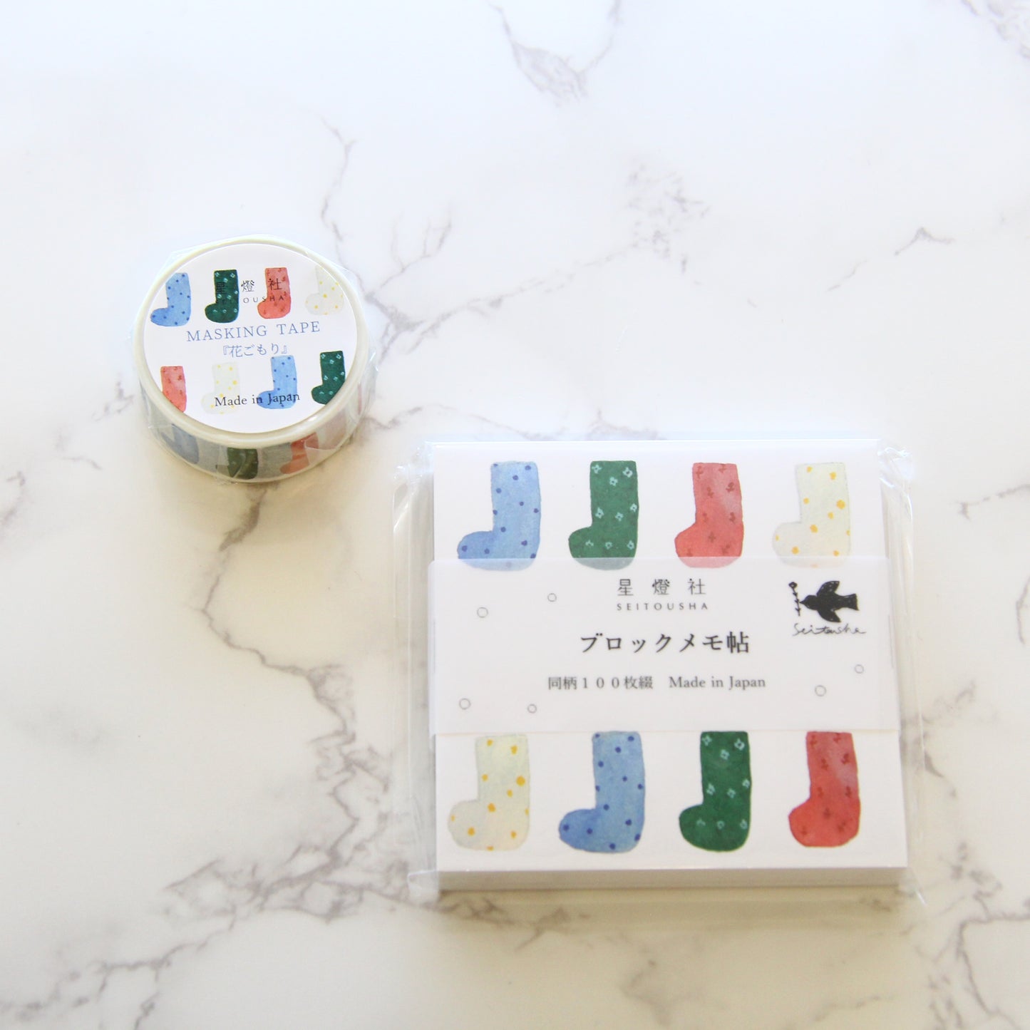 Seitousha Block Memo Pad - 24SS Collection - Colorful Socks