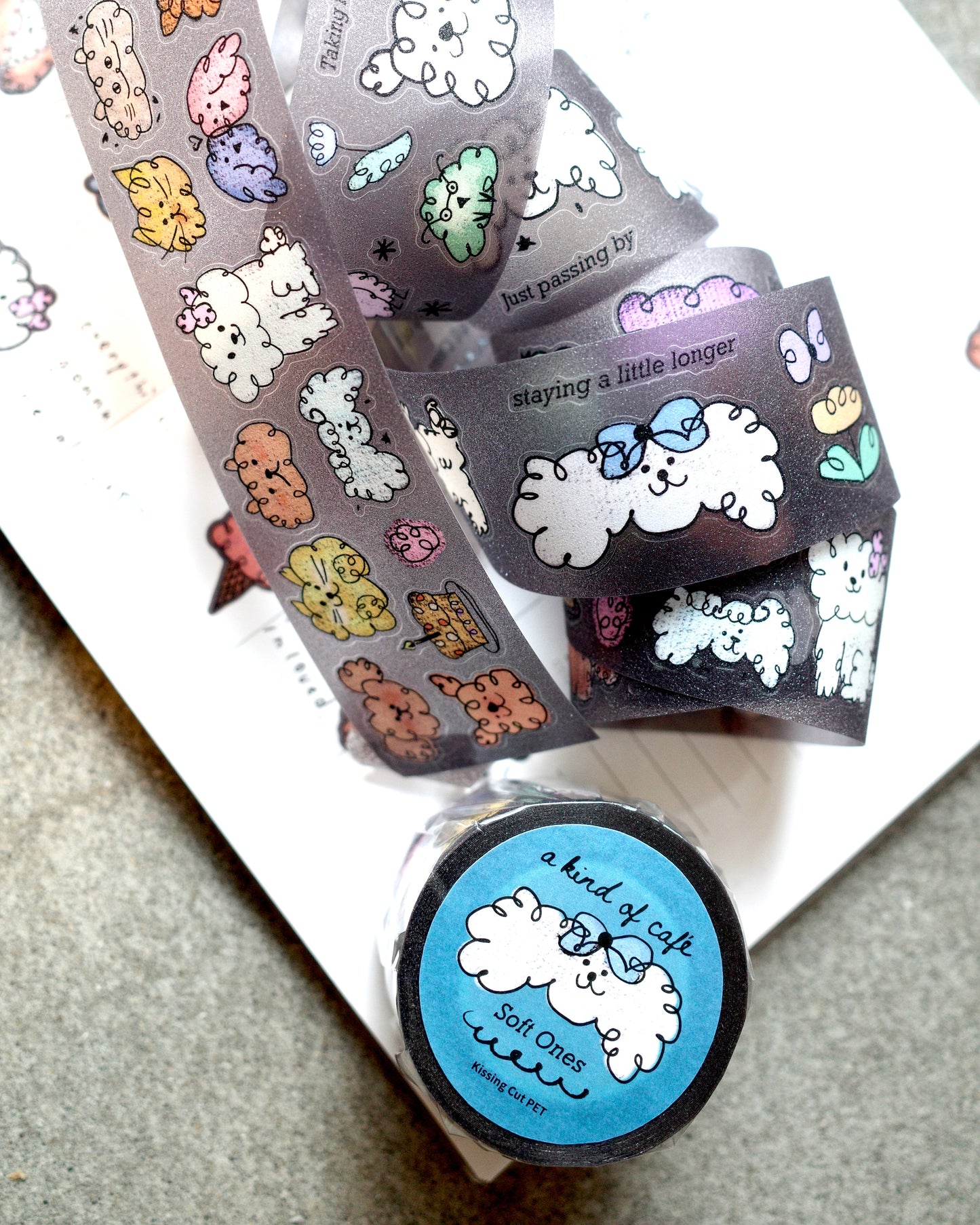 a kind of café Soft Ones Kiss-cut PET Tape, with Black Starry Special Effect