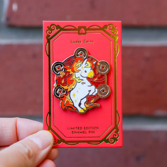 Thousand Skies Lucky Coins Fire Horse Enamel Charm, Limited Edition