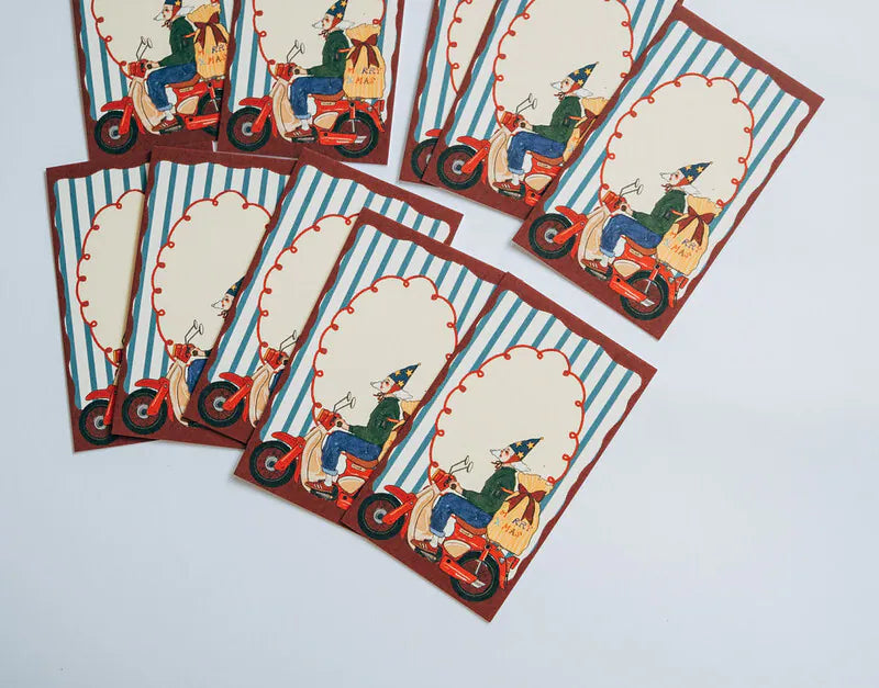 La Dolce Vita Christmas Message Cards - My Bike is My Sleigh, 10 pcs