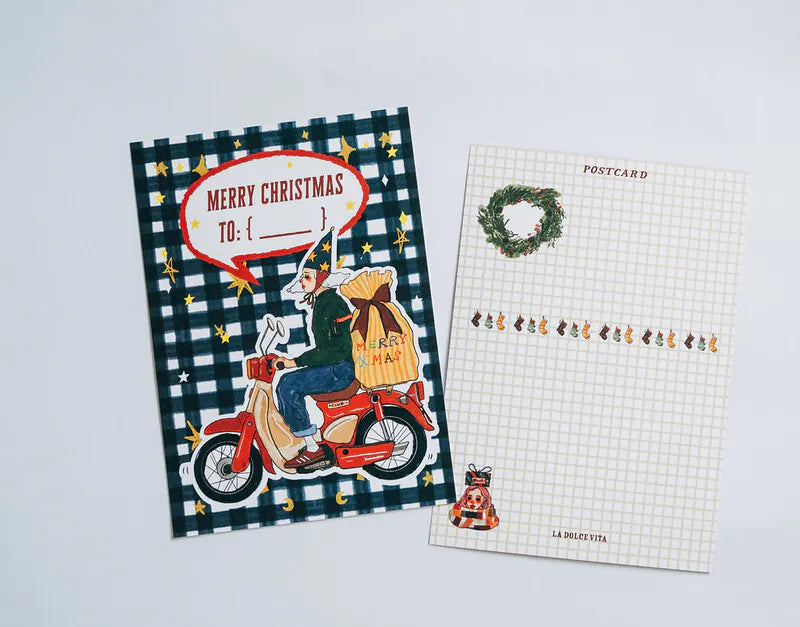 La Dolce Vita Christmas Post Card - My Bike is My Sleigh