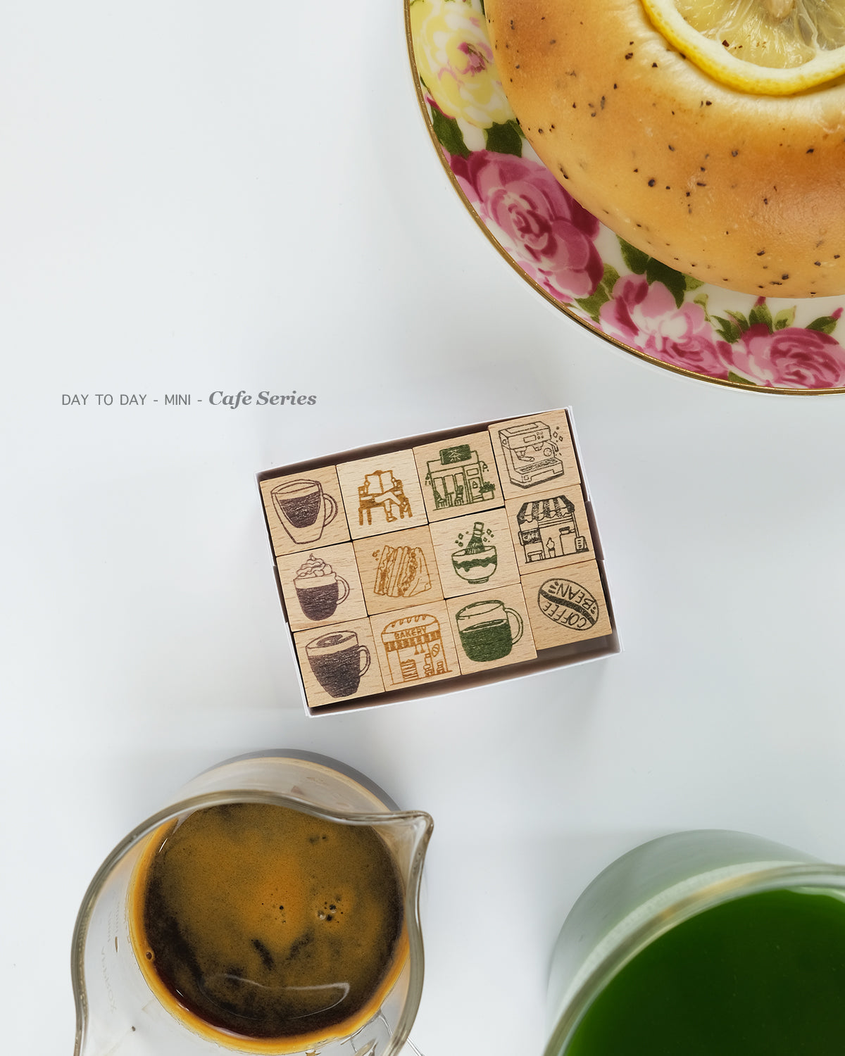 kurukynki Day To Day Cafe Series mini rubber stamps - 12 designs
