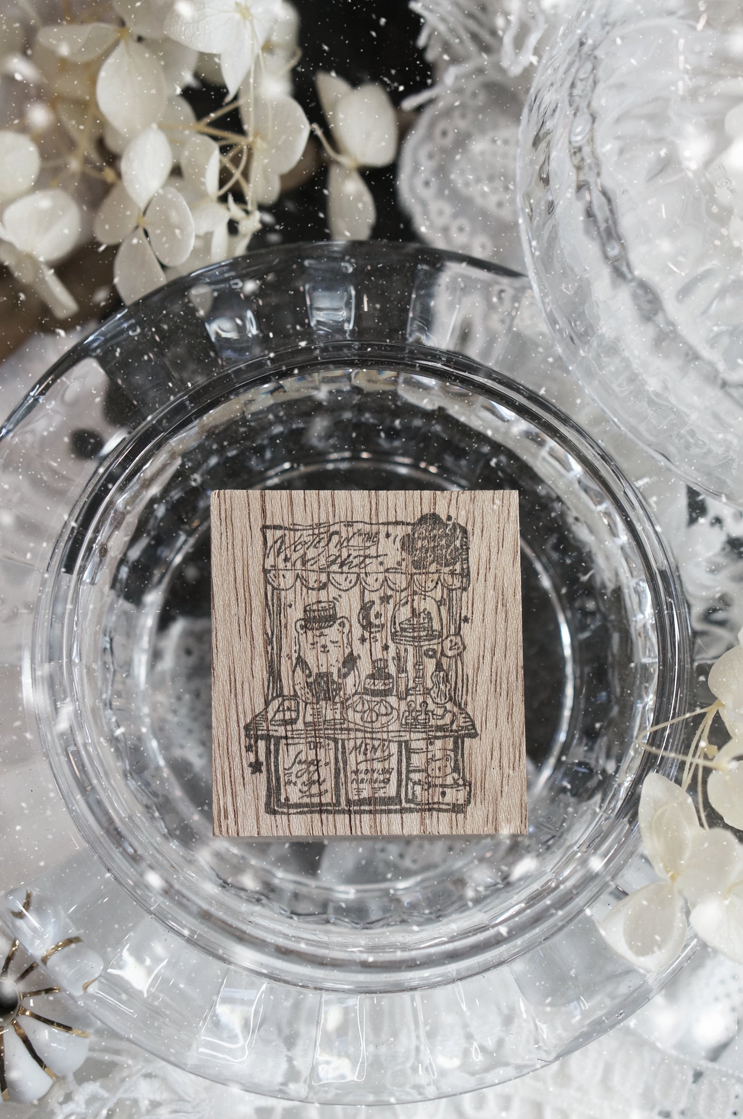Black Milk Project "Notes in the Night" Series Rubber Stamp - Midnight Bear Cart