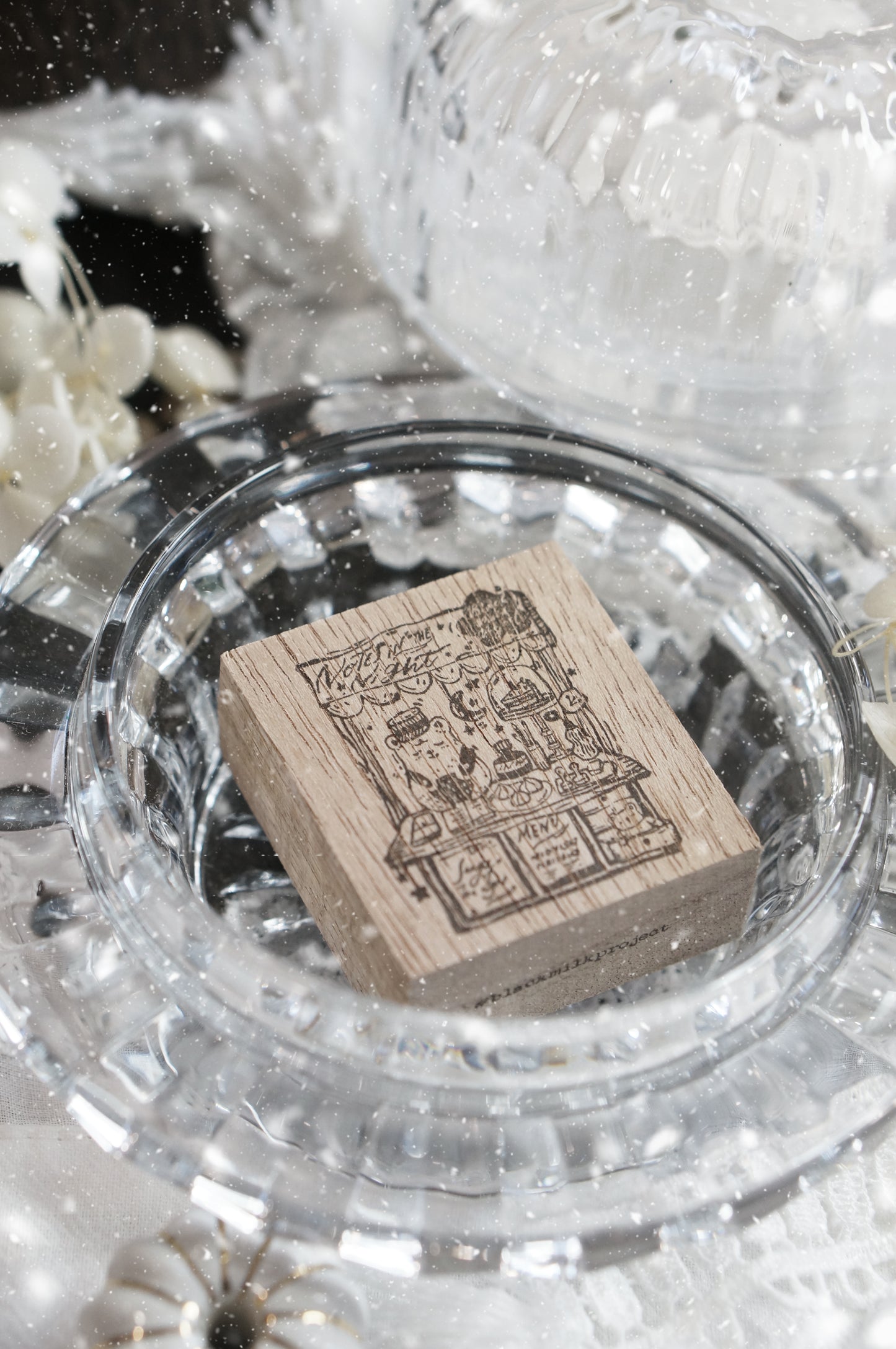 Black Milk Project "Notes in the Night" Series Rubber Stamp - Midnight Bear Cart