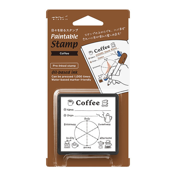 Midori Pre-inked Paintable Stamp - Coffee, Limited Edition