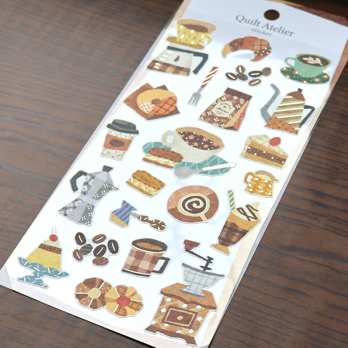 Mind Wave Quilt Atelier Gold Foil Sticker - Coffee Time