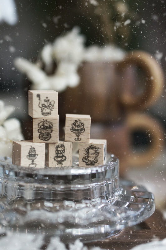 Black Milk Project "Notes in the Night" Series Mini Stamp Set - Midnight Patisserie, 6 pcs