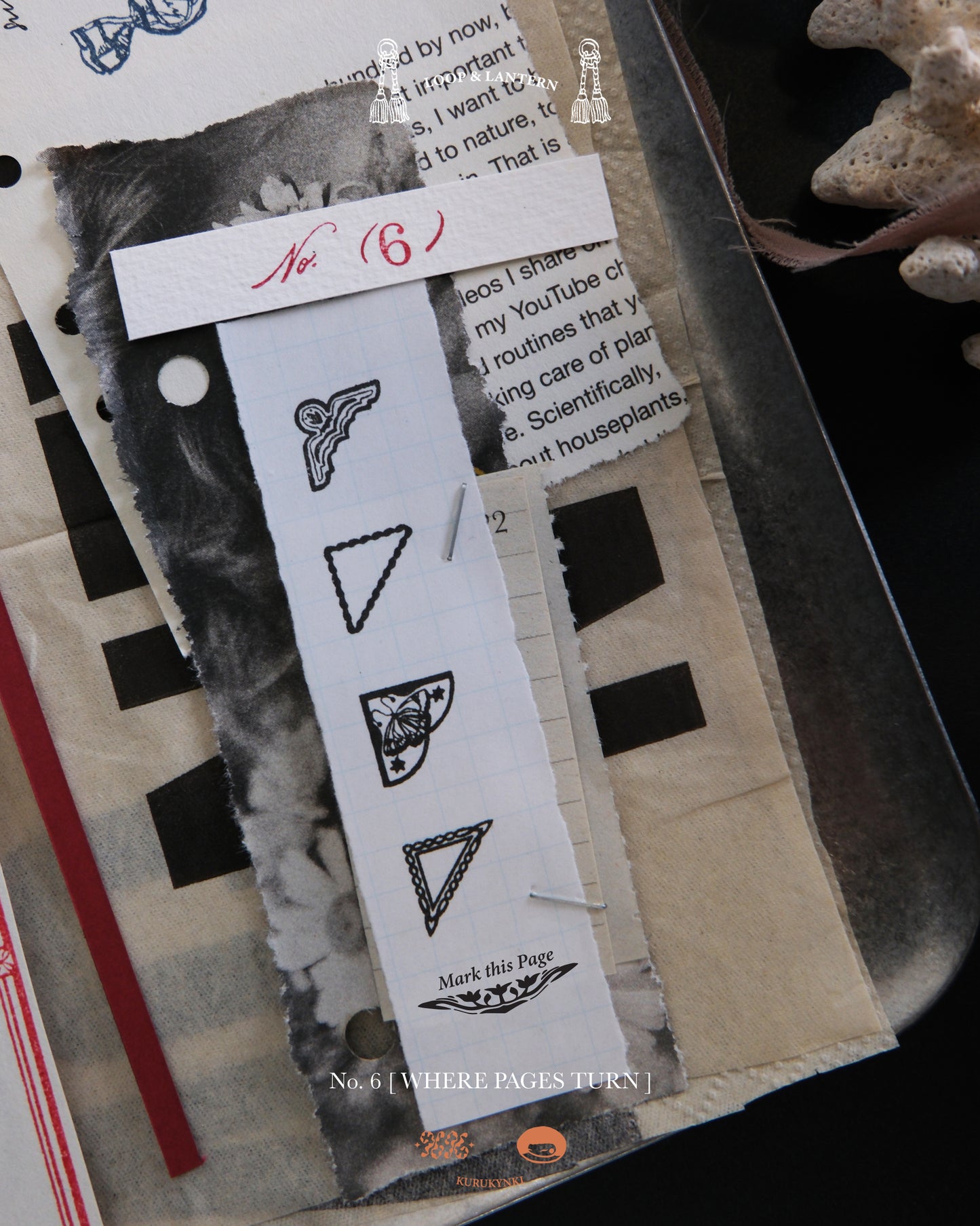 kurukynki Rubber Stamp - Loops & Lantern, No.6 Where Pages Turn Set