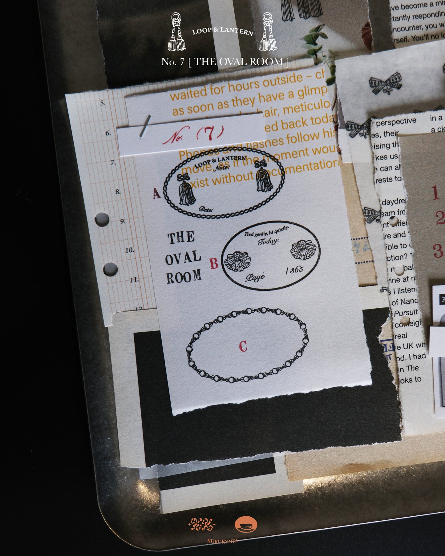 kurukynki Rubber Stamp - Loops & Lantern, No.7 The Oval Room