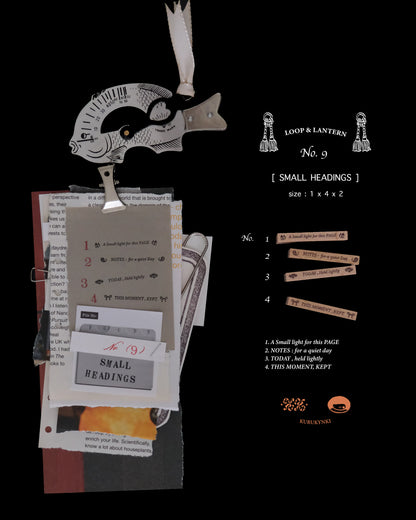 kurukynki Rubber Stamp - Loops & Lantern, No.9 Small Headings