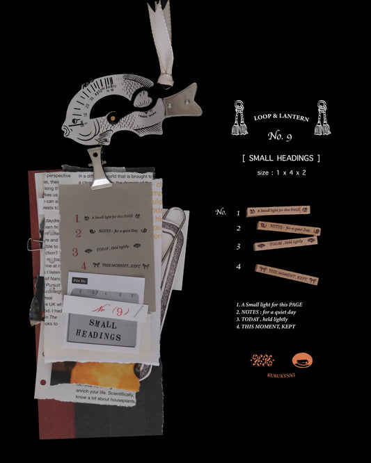 kurukynki Rubber Stamp - Loops & Lantern, No.9 Small Headings