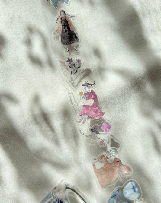 Pion "Blooming" Kiss-Cut Clear PET Tape, mini girl series