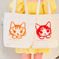 Pottering Cat Canvas Tote - Cat Face (Double-sided illustration, Black/Apple)
