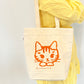 Pottering Cat Canvas Tote - Cat Face (Double-sided illustration, Black/Tangerine)