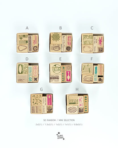 kurukynki SO RANDOM Mini Stamp Sets, 8 designs