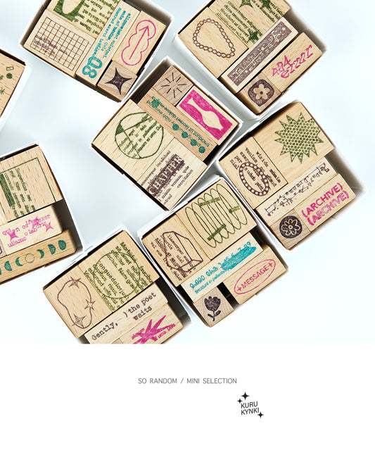kurukynki SO RANDOM Mini Stamp Sets, 8 designs