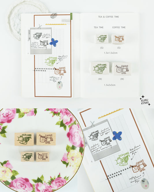 kurukynki Mini Rubber Stamp - Tea & Coffee Time (Small)