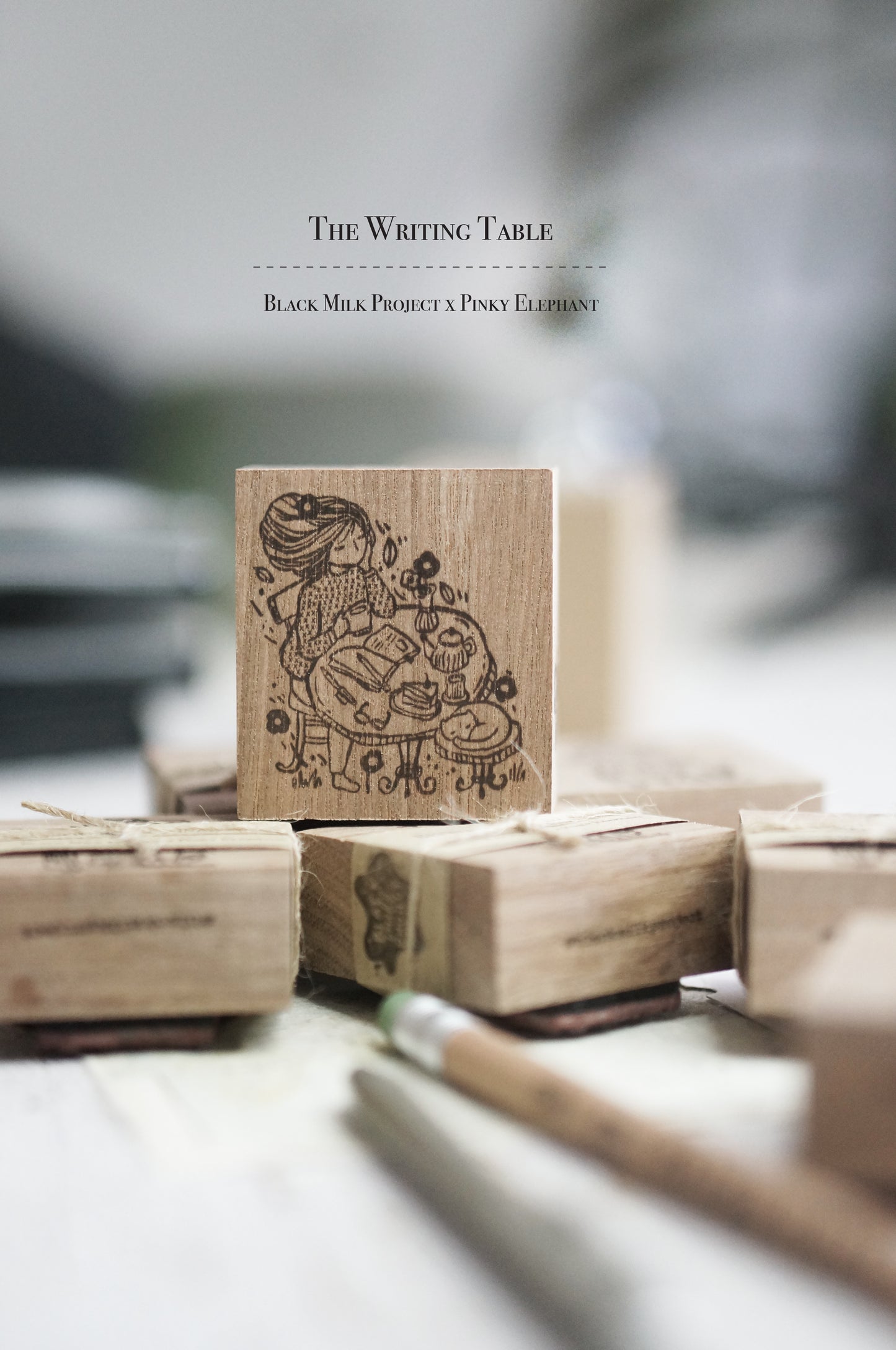 Pinky Elephant x Black Milk Project Rubber Stamp - The Writing Table