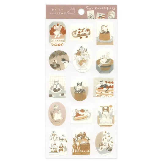 Tobimatsu Shoichiro Cotton Paper Sticker - Life with Cats and Good Food