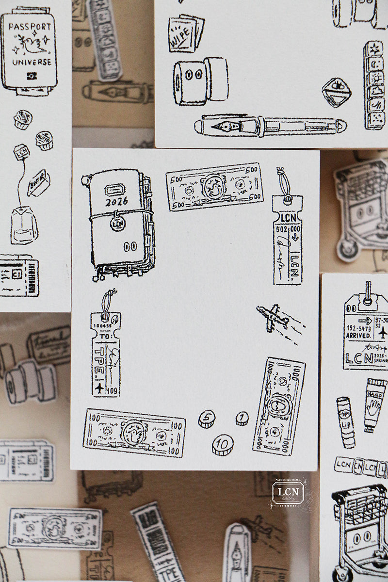 LCN Design Studio Rubber Stamp -Travel, 4 Designs