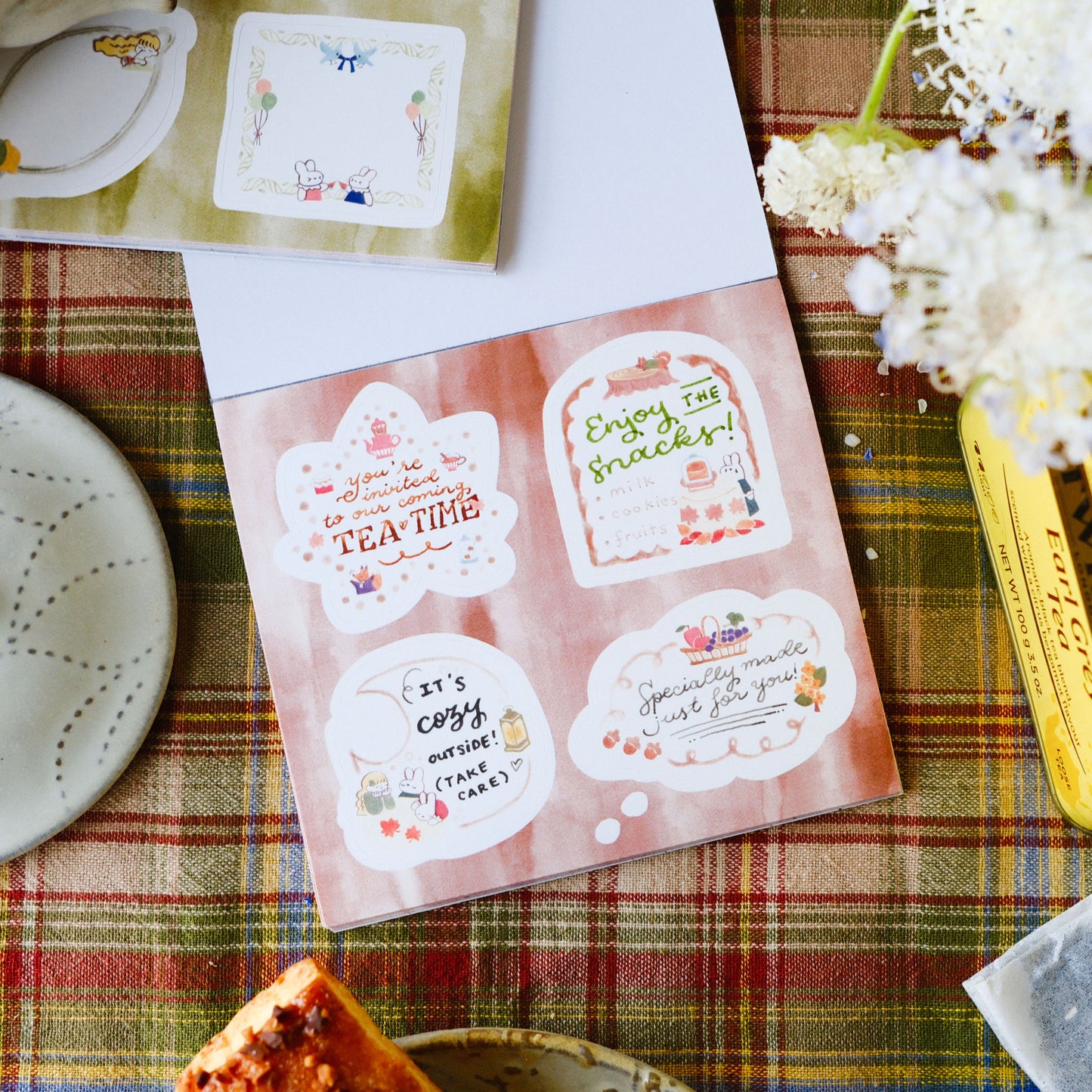 Teayou Frame Stickers Notepad - Seasonal Tea Party