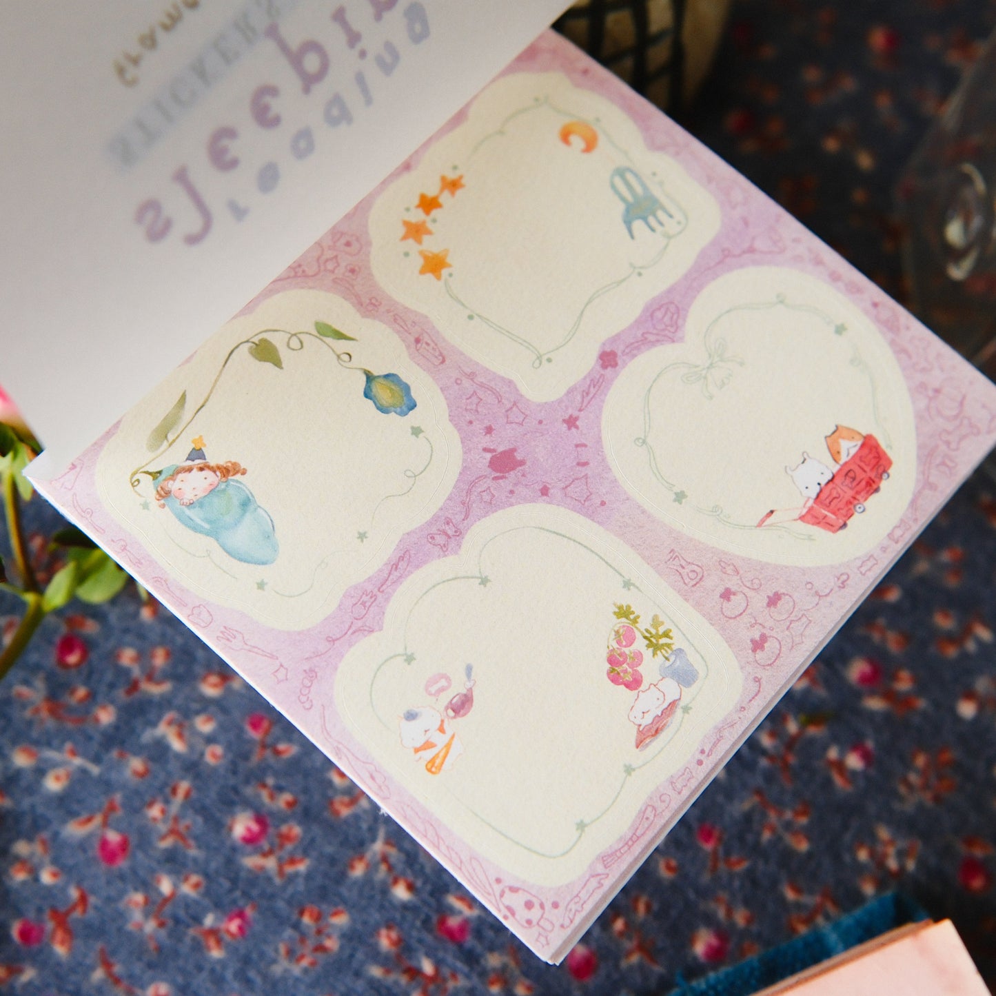 Teayou Frame Stickers Notepad - Reading Sleeping