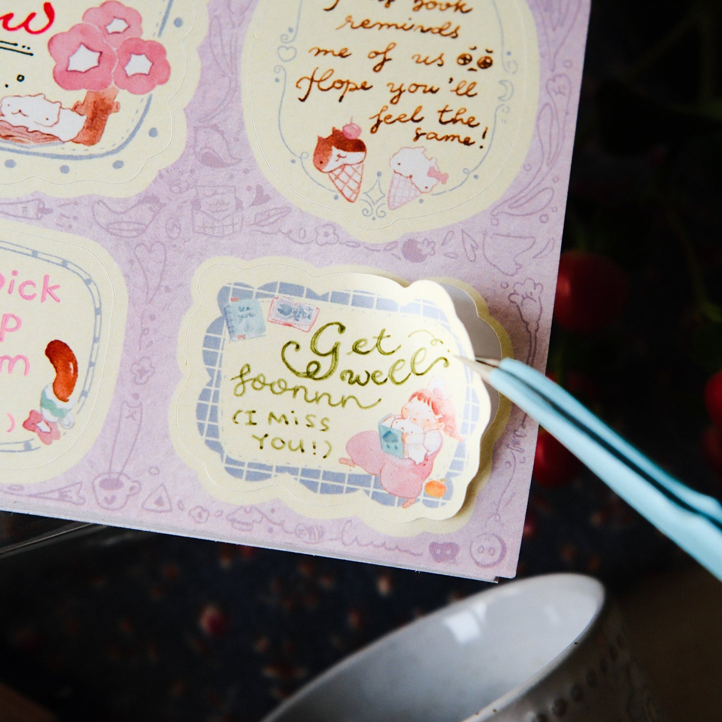 Teayou Frame Stickers Notepad - Reading Sleeping