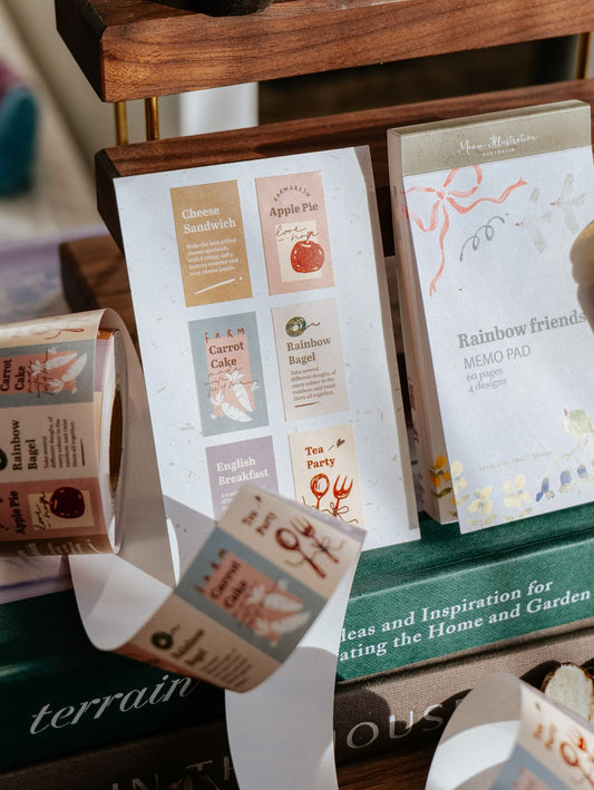 Meow Illustration Label Sticker - Tea Party