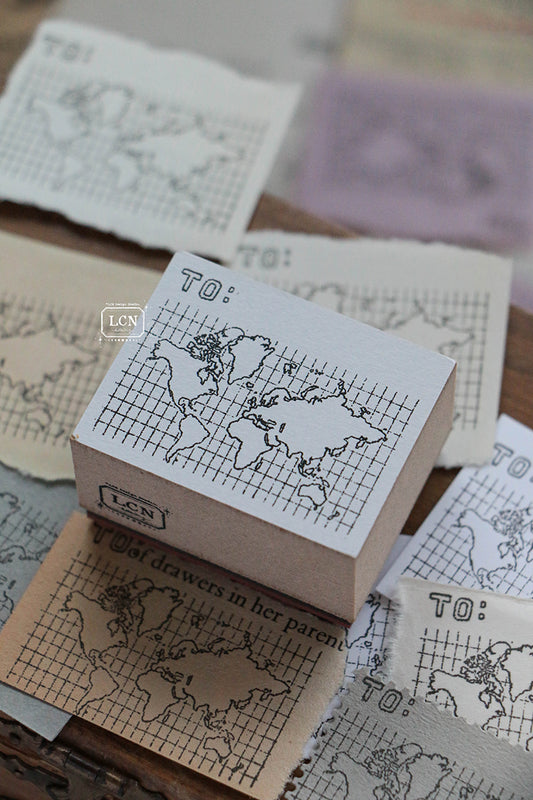 LCN Design Studio Rubber Stamp - World Map
