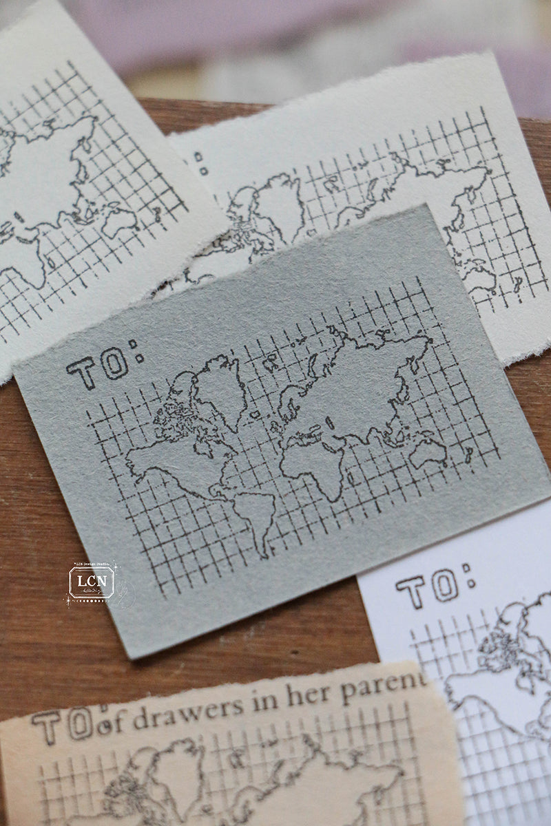 LCN Design Studio Rubber Stamp - World Map