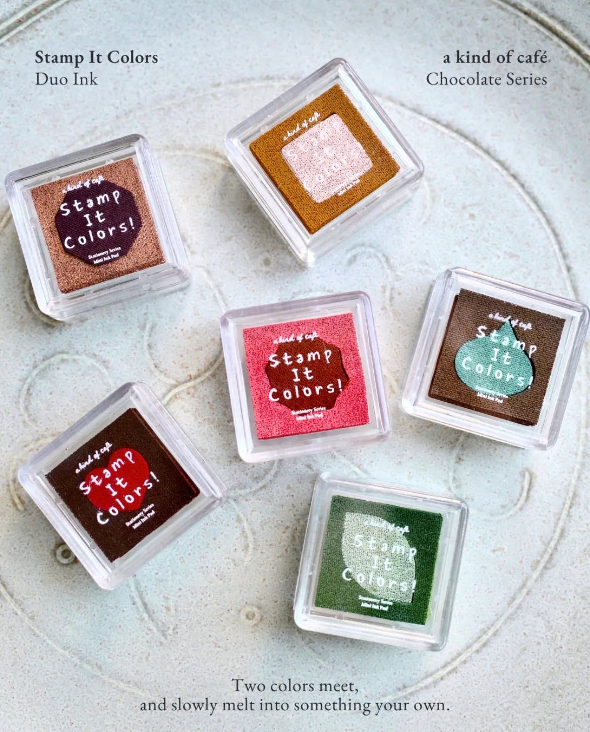 a kind of café Duo Series Mini Ink Pad Set, A Box of Chocolate, 6 pcs