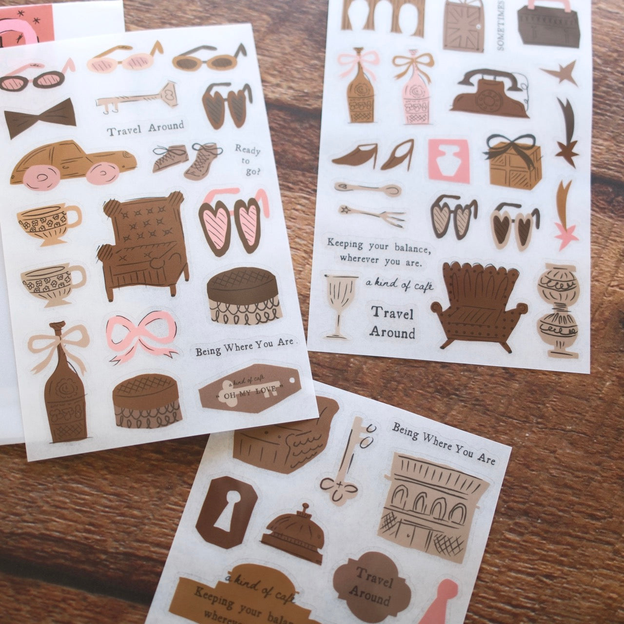a kind of café Print-On Sticker Set - Travel Around