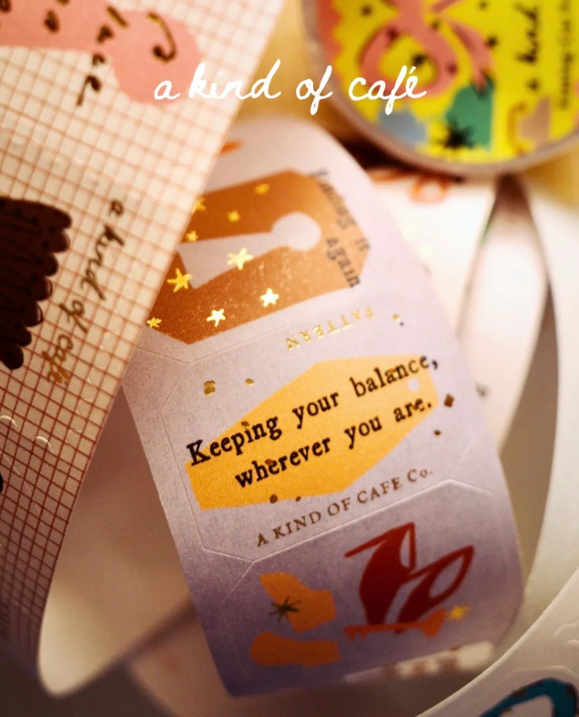 a kind of café Die-cut Style Label Tape - Travel Around, with Gold Foil Details