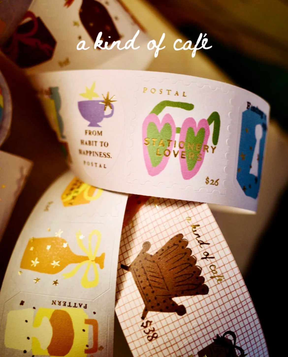 a kind of café Die-cut Style Label Tape - Travel Around, with Gold Foil Details