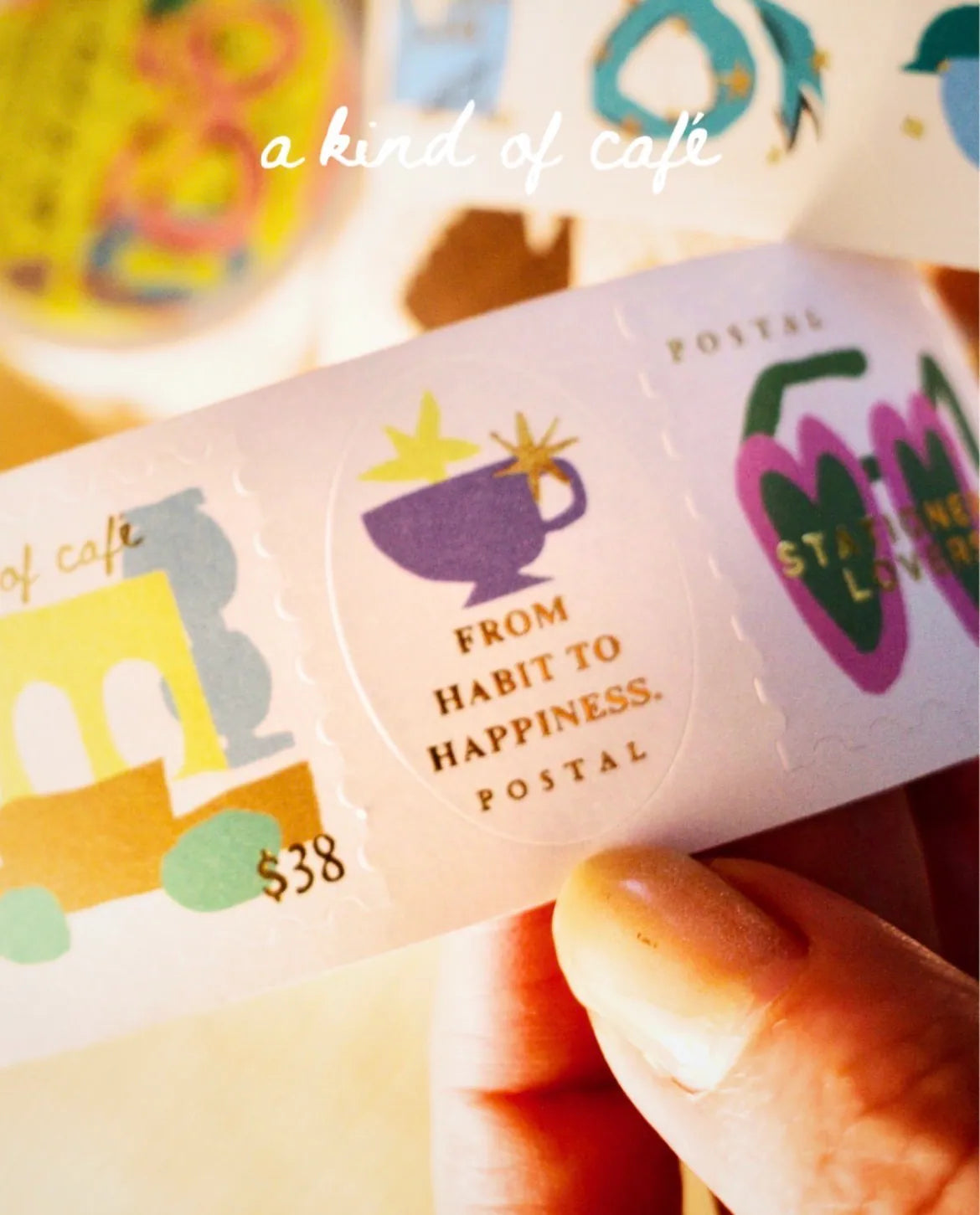 a kind of café Die-cut Style Label Tape - Travel Around, with Gold Foil Details