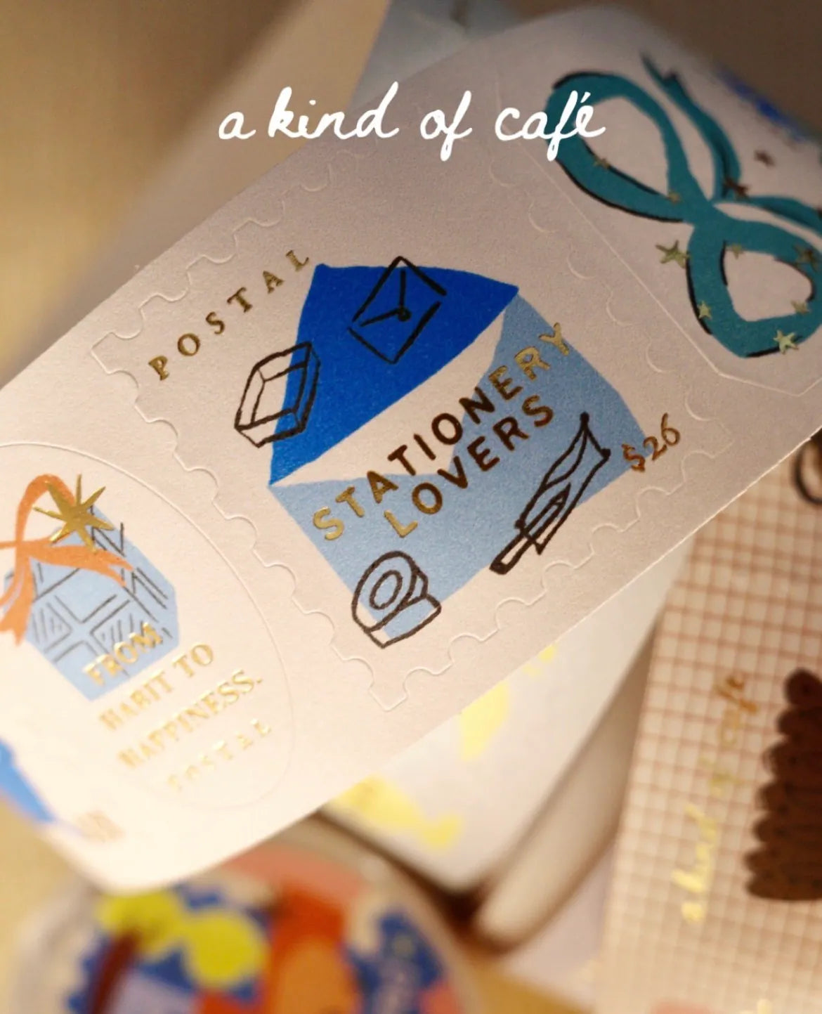 a kind of café Die-cut Style Label Tape - Travel Around, with Gold Foil Details